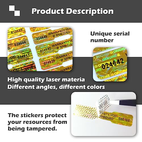 620pcs Bone Shape Tamper Proof Hologram Stickers Honeycomb Bottom Genuine Warranty Void Seal Labels tamepr evident Labels (2x0.4inch,Gold)