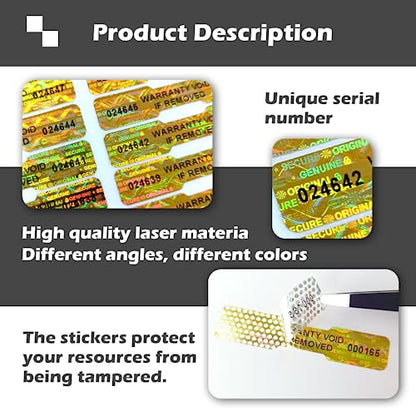 620pcs Bone Shape Tamper Proof Hologram Stickers Honeycomb Bottom Genuine Warranty Void Seal Labels tamepr evident Labels (2x0.4inch,Gold)