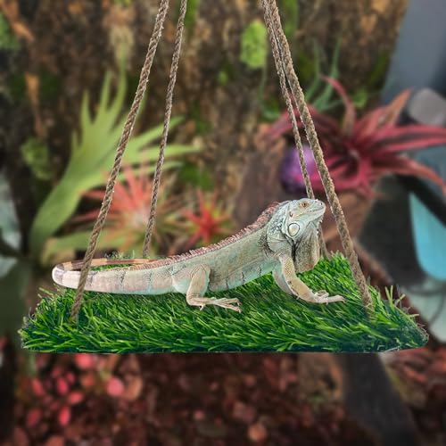 FlidRunest Large Green Bearded Dragon Hammock, Soft Reptile Lounger Terrarium Hanging Hammock for Hermit Crab, Lizard