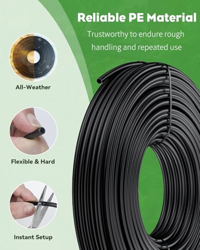 Pawfly 50 ft. 1/4 Drip Irrigation Tubing, Black Drip Irrigation Hose Roll, Polyethylene Drip Irrigation Line for Garden Watering, Blank Distribution Tubing for Drip Irrigation System - size: 50 Feet