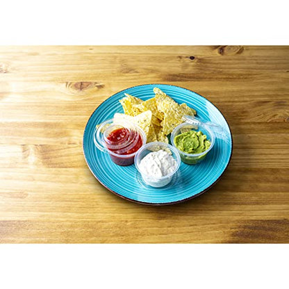 DuraHome Plastic Portion Cups with Lids 4 oz. & 5.5oz. Combo Pack of 150 Leakproof Jello Cup Mini Containers for Salad Dressing Sauce Condiment Snack Souffle and Salsa, Disposable, Interchangeable - style: 150 sets - 4oz. & 5.5oz.