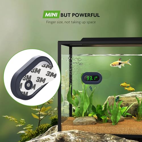 PAIZOO LED Aquarium Thermometer Digital Highly Accurate Replaceable Battery | Wireless Temp Measurement, Accurate to ±0.9℉, Switch Between ℉/℃, Stick On Fish Tank Thermometer for Fish, Betta, Aquatic - size: Green Display