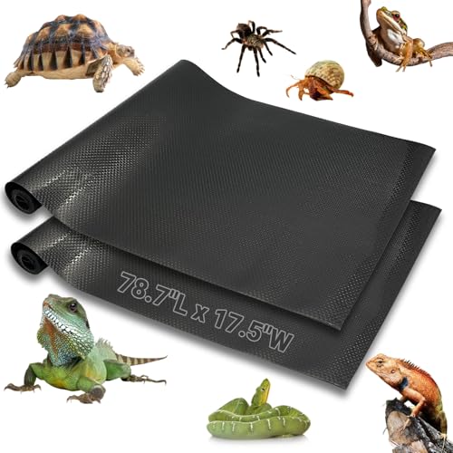 Hamiledyi Reptile Bedding Mat 2 Pcs Tortoise Terrarium Liner Turtle Substrate Non Adhesive Carpet Bedding for Bearded Dragon Gecko Lizard (122" x 11.8" Transparent) - color: Black