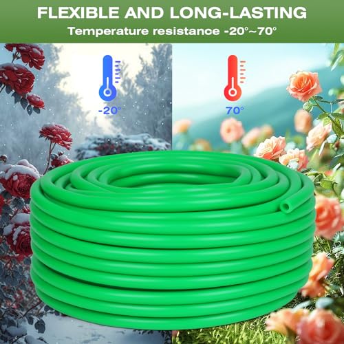 1/4 inch Drip Irrigation Tubing 100ft Green Blank Distribution Hose Perfect for DIY Garden Irrigation Hose System, Hydroponics, Misting Tubing (100FT) - size: 100FT