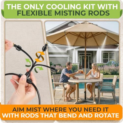 Misters for Outside Patio with Flexible Rod Nozzles, 75 ft, Black | Misting System for Outside Patio Cooling, Garden Faucet Setup for Pergola, Garden, Greenhouse, Backyard - size: 75 FT