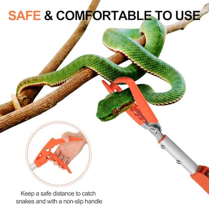 Snake Grabber Tool, 60” Professional Aluminum Alloy Telescopic Rattle Snake Tongs, Reptile Grabber Snake Catcher Wide Jaw Handling Tool with Lock - size: 60 inch