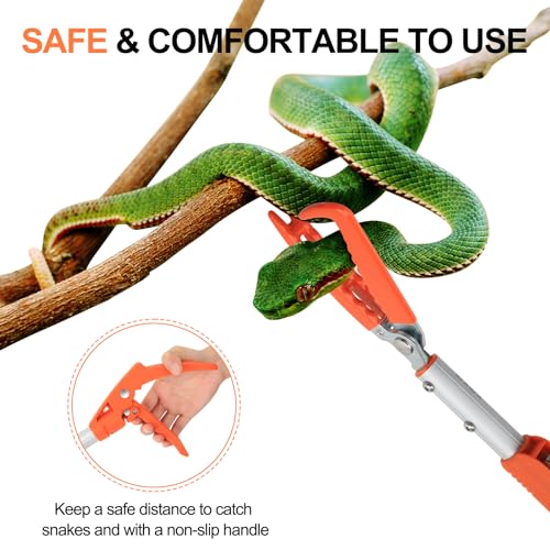 Snake Grabber Tool, 60” Professional Aluminum Alloy Telescopic Rattle Snake Tongs, Reptile Grabber Snake Catcher Wide Jaw Handling Tool with Lock - size: 65 inch