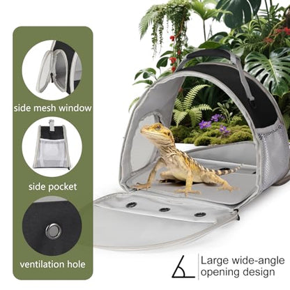 Ventilation Carrier for Bearded Dragon,Guinea Pig Carrier,Guinea Pig Carrier for 2,Reptile Travel Carrier for Lizards Sugar Glider Hedgehog Rat Parrot Birds,Airline Approved Black - color: Black