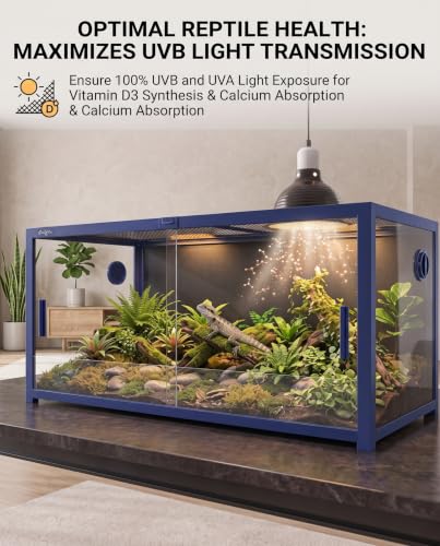 120 Gallon Reptile Tank, 4x2x2 Reptile Enclosure Front Sliding Door | Stackable ventilation 120 Gallon Bearded Dragon Tank anti-escape locks and no-fingerprint handles maximizes UVB transmissionn - color: Blue, size: 120 Gallon