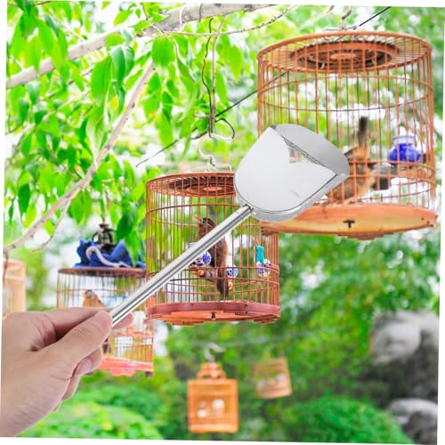 Stainless Steel Bird Poop Scooper with Adjustable Handle Versatile Cleaning Tool for Chicken Coop Bird Cage and Reptile Litter Durable Easy to Maintain