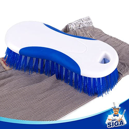 MR.SIGA Multi Purpose Heavy Duty Scrub Brush - Pack of 2 | Strong bristles with effective scrubbing power, ideal for kitchen, bathroom, shower and everyday household cleaning. - color: White & Blue