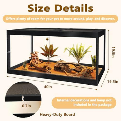 Retile Tank,Bearded Dragon Tank,Lizard Tank with Metal Mesh Roof Door, Acrylic Panel Snake Tank with Lock Design - color: Black, size: 60 Gallons