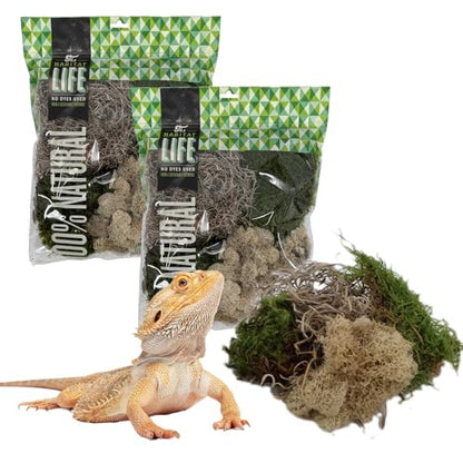 Variety Mix Moss for Terrarium Habitats, Medium 2-Pack | Preserved Moss for Reptiles, Amphibians & Invertebrates Terrariums, Humidity Control, Soft, Dye-Free, Family Owned, USA Made - size: Medium 2-pack, style: Variety Mix