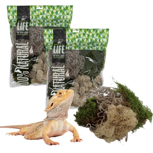 Variety Mix Moss for Terrarium Habitats, Medium 2-Pack | Preserved Moss for Reptiles, Amphibians & Invertebrates Terrariums, Humidity Control, Soft, Dye-Free, Family Owned, USA Made - size: Medium 2-pack, style: Variety Mix