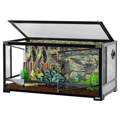Glass Reptile Terrarium, 32"x16"x16" Bearded Dragon Tank with One-Hand Opening Front Doors, Top and Front Ventilation, Reptile Lounge Habitat for Bearded Dragon Ball Python Snake Gecko - style: 32"x16"x16"(36 Gal)