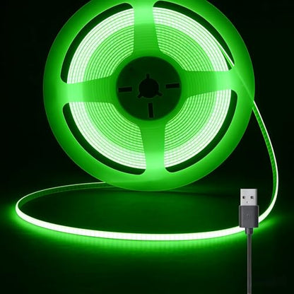 Ultra-Narrow 3mm USB-C COB LED Strip Lights Self-Adhesive, for Kitchen Cabinets, Bedroom, Gaming Desk (Green, 6ft) - color: Green, size: 6ft