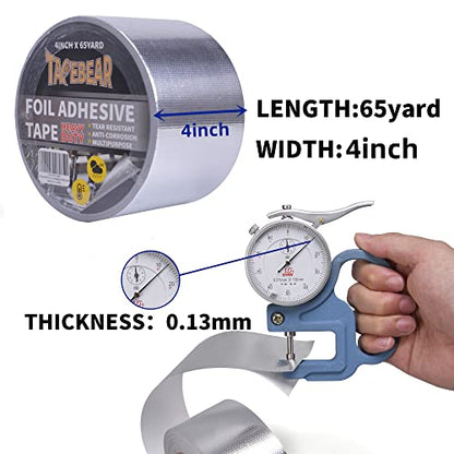 TAPEBEAR Heat Shield Tape Aluminized Fiberglass Cool Tape 4inch x 65Yards | Self-Adhesive Reflective Thermal Barrier Tape Heat Resistant for Air Dryer Vent, HVAC, Heating Unit, Auto, Pipe, 196Ft - size: 4inch x 65yard
