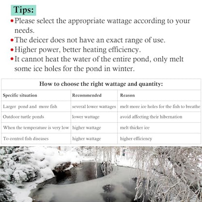 HITOP Outdoor Pond Heater - 150W 300W 600W Aquarium Heater for Small Ponds, Pond De-icer with 16.4Ft Long Cable Wire and Floatable Foam - size: 150W