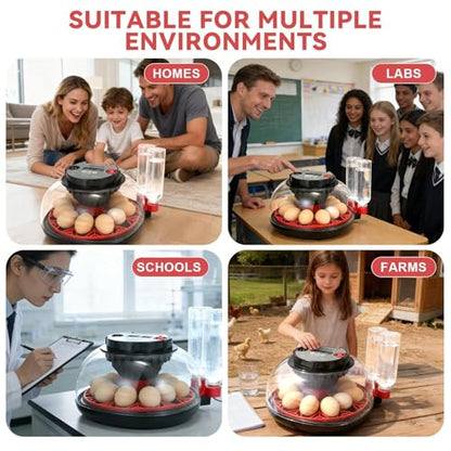 Nest II - 12 Egg Incubator for Beginners, Multi-Level Adaptive Humidity (Auto-Refill & Dual-Bottle) & Stable Temp Control, Auto Egg Turning, Real-Time Display, Candler for Hatching Poultry Eggs - size: 12 Egg [Black&Red]