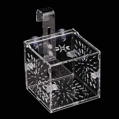 Fish Isolation Breeder Box, Clear Acrylic Breeding Incubator with Divider and Dual Mounting for Aquarium Fish Tank Transparent 3.94 x 3.86 x 3.94 in 1 Pack