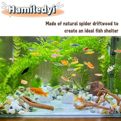 Hamiledyi 6-8in Aquarium Driftwood 3PCS Reptile Spider Wood Assorted Branches Natural Trunk Driftwood Tree Fish Tank Decoration - size: Spiderwood (6-8in 3PCS)