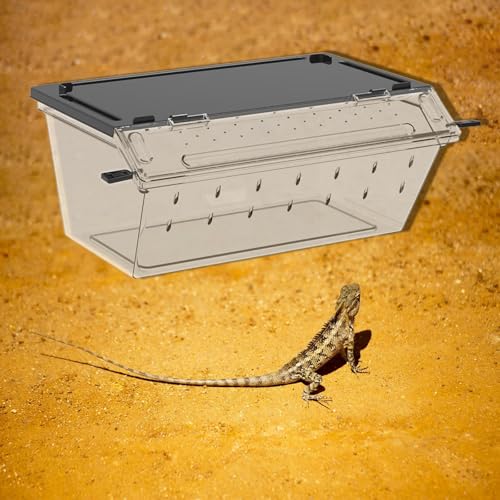 Reptile Feeding Box Enclosure Cage Flexible Landscaping Space Hatching Case Breeding Tank for Scorpions Hermit Crabs, Black