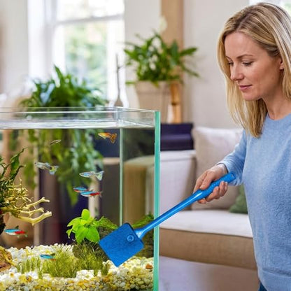 4Pcs Aquarium Scrubber, Fish Tank Scrubber with Long Handle and Replaceable Sponge Heads, Efficient Aquarium Sponge Cleaner for Glass Terrariums and Multi-Surface Home Cleaning
