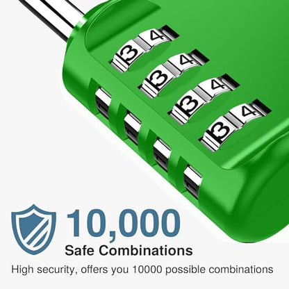 Puroma 1 Pack Combination Lock Locker 4 Digits Combo Padlock Gym Green | For School Gate Fence Toolbox Hasp Storage, Outdoor, Resettable, Weatherproof, Side Window, Crack Cut Resist, Hardened Steel - color: Green