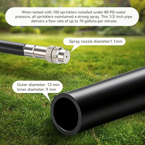 75-FT 1/2-inch Tubing High-Flow Adjustable Irrigation System for the Garden | with 40 Nozzles, Dual-Side Watering Kit For Garden, Yard,Lawn,Raised Beds, Greenhouses & Efficient Plant360° Irrigation - size: 75Ft