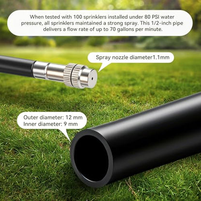 75-FT 1/2-inch Tubing High-Flow Adjustable Irrigation System for the Garden | with 40 Nozzles, Dual-Side Watering Kit For Garden, Yard,Lawn,Raised Beds, Greenhouses & Efficient Plant360° Irrigation - size: 75Ft
