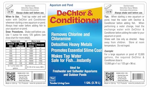 TLC Products, DeChlor & Conditioner, Aquarium Water Treatment | Aquarium Water Treatment, for Freshwater and Saltwater, 1 Gallon - size: 1 Gallon