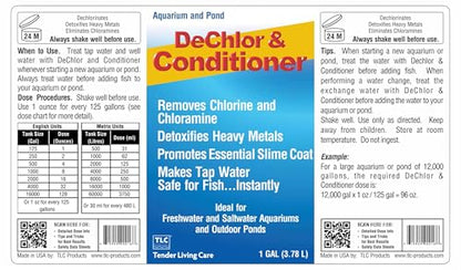 TLC Products, DeChlor & Conditioner, Aquarium Water Treatment | Aquarium Water Treatment, for Freshwater and Saltwater, 1 Gallon - size: 1 Gallon