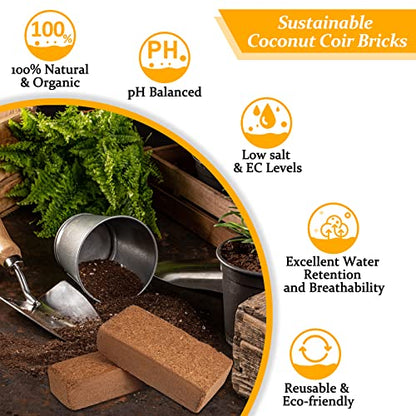 Riare 2pcs Organic Coco Coir Bricks, Natural Coconut Coir for Plants | High Expansion & Moisture Retention Coconut Husk Fiber for Seed Starting, Potting Mix, Composting, Soil Amendment & Reptiles - color: Pack of 2