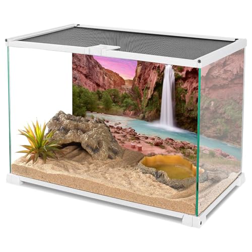 36x24 in Reptile Habitat Background Mountain Waterfall Terrarium Backdrop - size: 36x24in/90x60cm