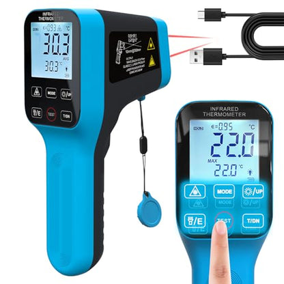 Infrared Thermometer Gun Rechargeable, -58℉~2912℉ High Temp Laser Industrial Thermometer, D:S=30:1 Touch Button Waterproof Pyrometer, Digital IR Temperature Gauge with Type-C Port (NOT for Human)