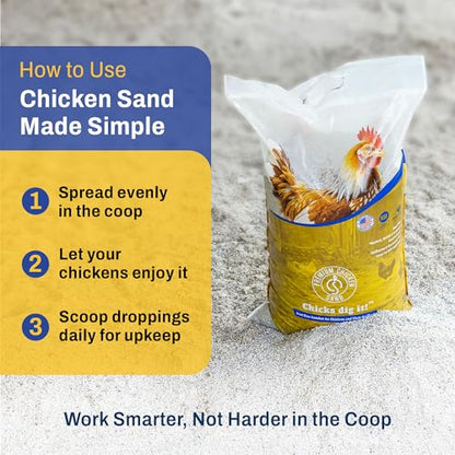Premium Chicken Sand 50 lbs (2-Pack) – Dust-Free, Odor-Control Bedding for Chicken Coops, Nesting Boxes, and Runs – Natural Poultry Litter, 100 lbs Total - size: 2 Pack