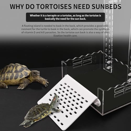 VIKKSAER Turtle Basking Platform with Simulated Lawn, Transparent Aquatic Reptile Tortoise Resting,Turtles Aquarium Dock, Hanging Ramp Climbing Shelf