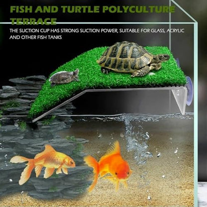 Turtle Basking Platform Slope Habitat Decor Reptile Resting Drying Platform Floating Island Moss(S)