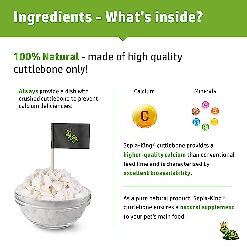 Crushed - 100% Natural Calcium Supplement - Premium Cuttlebone Perfect for Birds, Tortoises, Snails, Reptiles - 3.5 oz