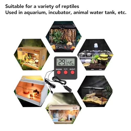 Temperature Humidity Meter, Digital Hygrometer with 2 External Probes Dual Display for Reptile Terrarium Incubator Aquarium
