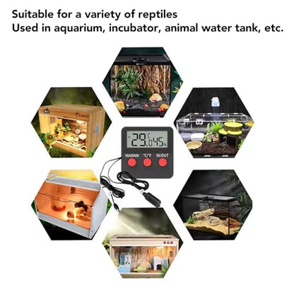 Temperature Humidity Meter, Digital Hygrometer with 2 External Probes Dual Display for Reptile Terrarium Incubator Aquarium
