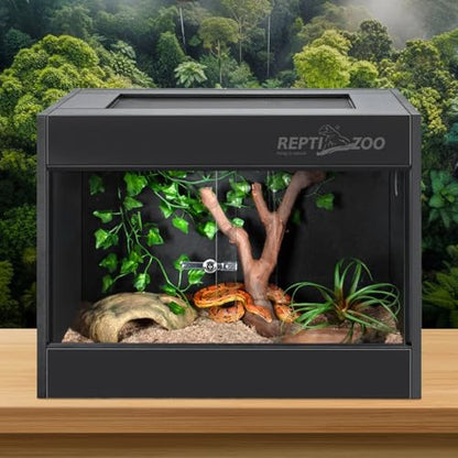REPTI ZOO 34 Gallon PVC Reptile Terrarium, 24x18x18” Leopard Gecko Tanks with Glass Sliding Door & Top Screen Ventilation, Reptile Enclosure for Bearded Dragon Hermit Crab - style: 24x18x18"