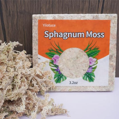 3.2 oz Compressed Sphagnum Moss for Plants, Carefully Selected Premium Sphagnum Moss for Orchid - size: 3.2 oz
