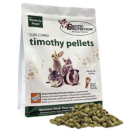 Timothy Pellets (4 lb.) - 100% All Natural, High Fiber, Sun Cured Timothy Hay Grass Food & Treat - Rabbits, Guinea Pigs, Chinchillas, Degus, Prairie Dogs, Tortoises, Hamsters, Gerbils, Rats - size: 4 Pound (Pack of 1)