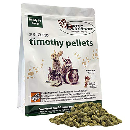Timothy Pellets (4 lb.) - 100% All Natural, High Fiber, Sun Cured Timothy Hay Grass Food & Treat - Rabbits, Guinea Pigs, Chinchillas, Degus, Prairie Dogs, Tortoises, Hamsters, Gerbils, Rats - size: 4 Pound (Pack of 1)
