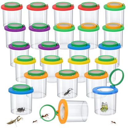 Coopay 24 Pcs Insect Bug Viewer for Kids - Bug Jars, Critter Insect Cage, Bug Container, Bug Catcher, Magnifying Insect Box for Children, Kids Science Nature Exploration Collecting Kit - style: 24 Pack Set