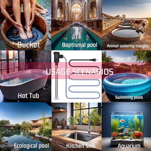 3000W Titanium Immersion Water Heater Portable Electric Pool & Bathtub Fully Submersible Water Heater with GFCI, Temp Control for Hot Tub, Above Ground Pool, Baptistry, Above Ground Pool