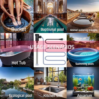 3000W Titanium Immersion Water Heater Portable Electric Pool & Bathtub Fully Submersible Water Heater with GFCI, Temp Control for Hot Tub, Above Ground Pool, Baptistry, Above Ground Pool
