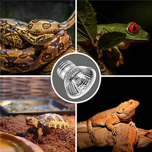 Reptile Heat Bulb 50W UVA UVB Reptile Light Bulbs Dimmable | 2 Pack Heat Lamp Bulbs, Basking Light Bulb for Turtle, Beard Dragon Gecko Lizard Amphibians - color: Cream-50w Th09