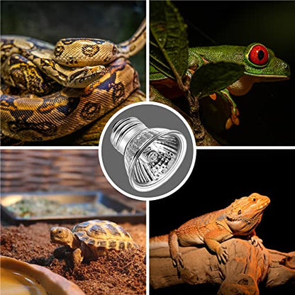 Reptile Heat Bulb 50W UVA UVB Reptile Light Bulbs Dimmable | 2 Pack Heat Lamp Bulbs, Basking Light Bulb for Turtle, Beard Dragon Gecko Lizard Amphibians - color: Cream-50w Th09